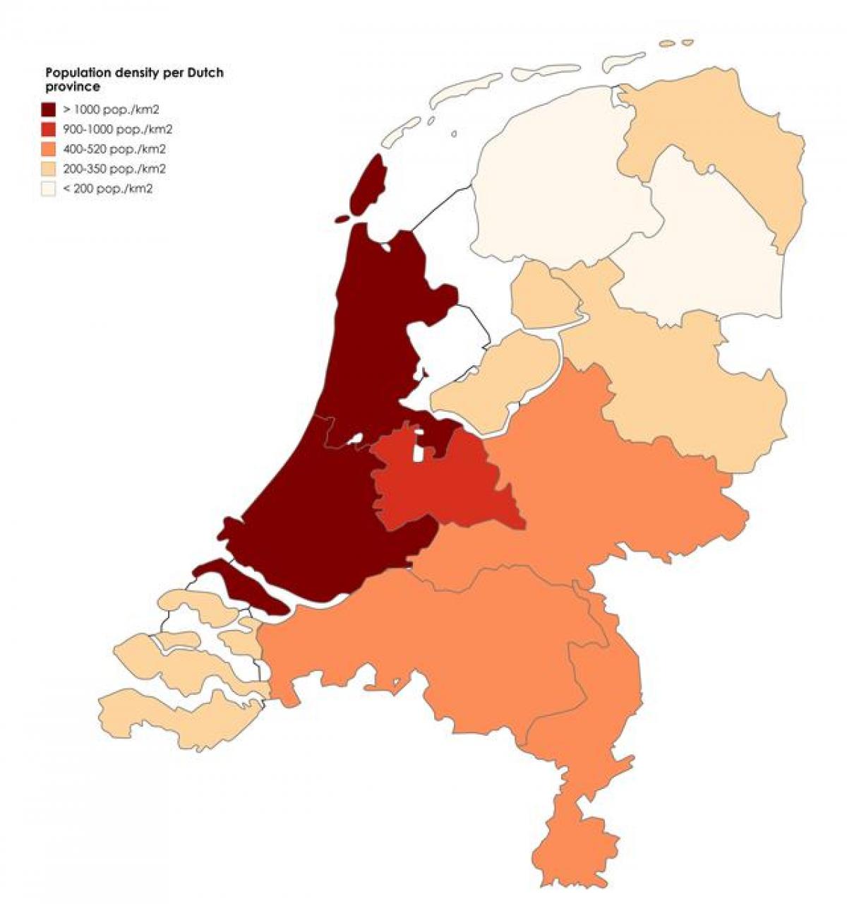 карта плотности населения Нидерландов