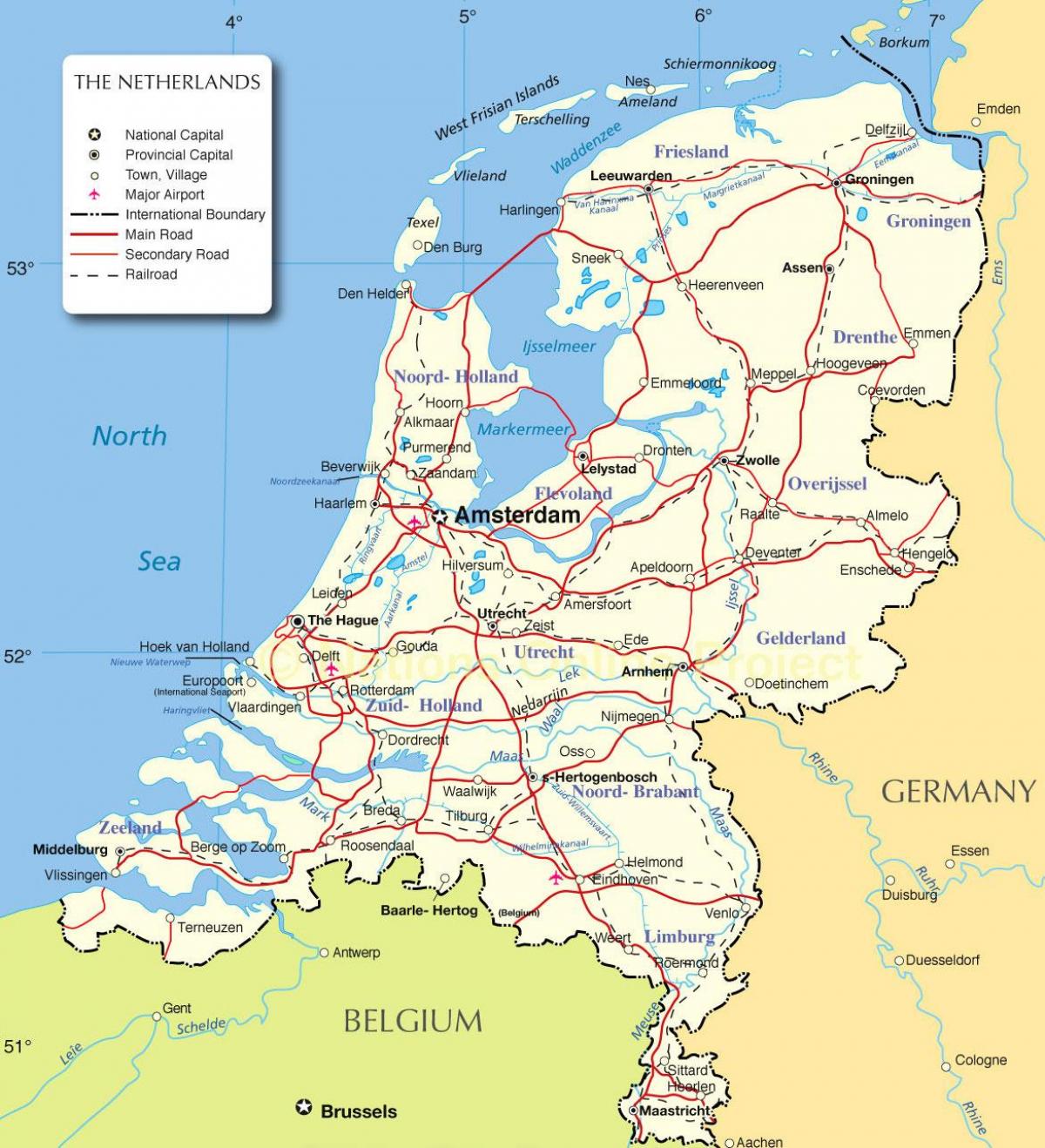 Карта страны Нидерланды
