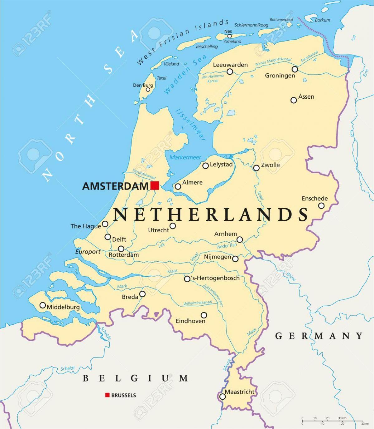 Реки в Нидерландах Карта