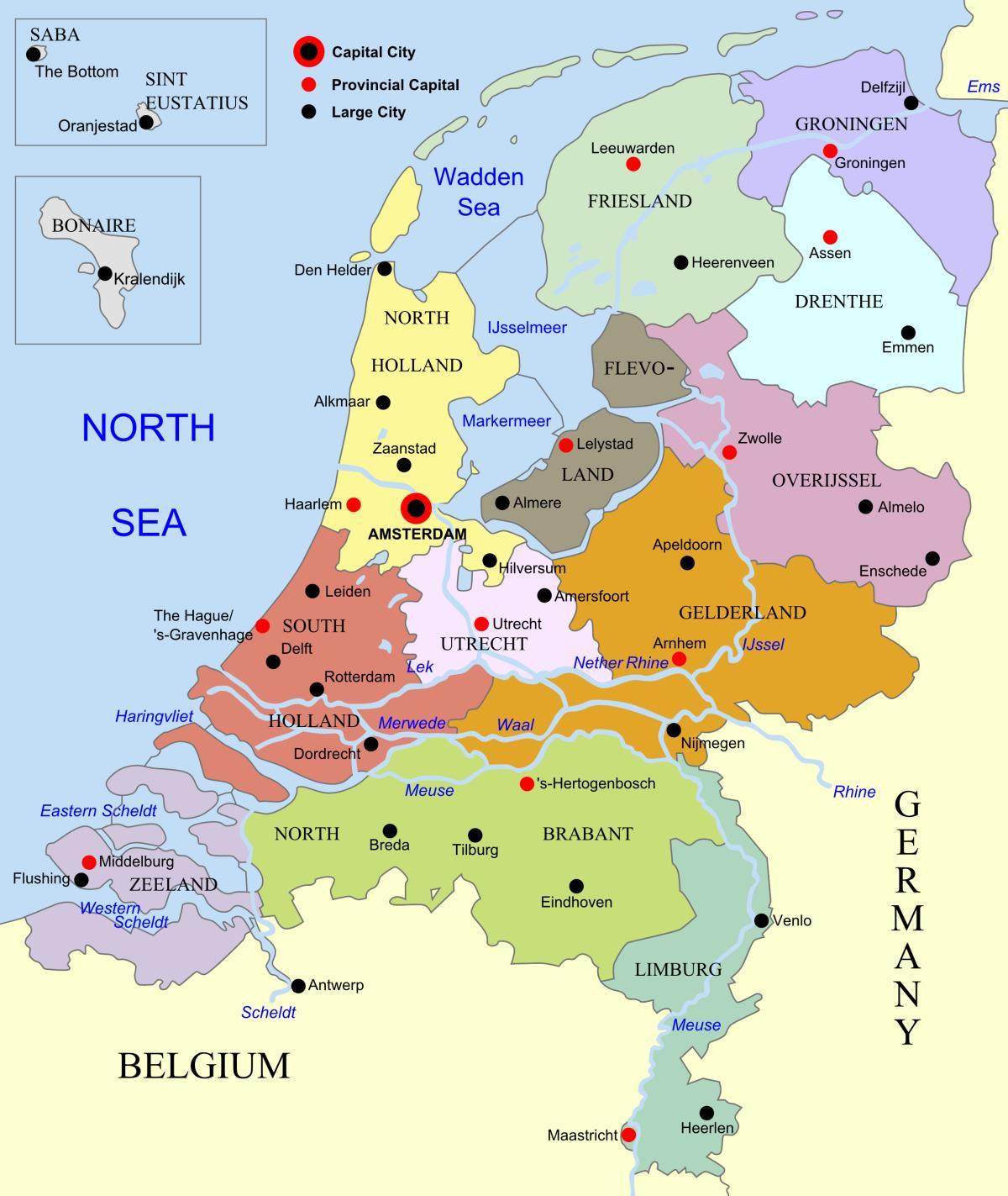 карта железнодорожных линий Нидерландов
