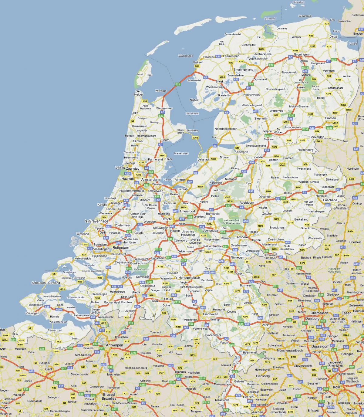 Карта автомагистралей Нидерландов