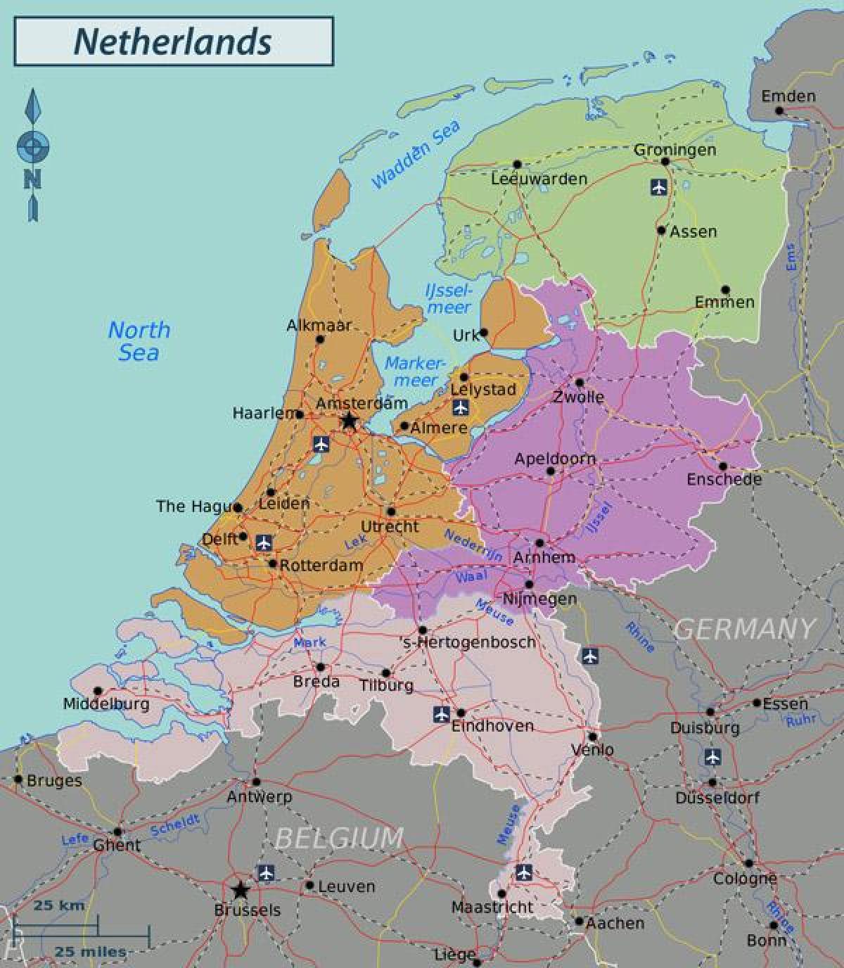 Большая карта Нидерландов